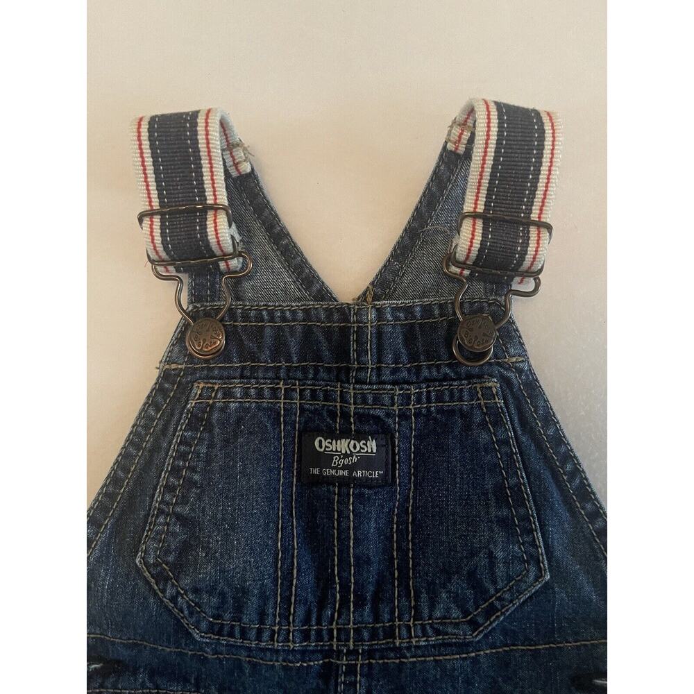 Oshkosh B’gosh Vestback denim Overall Shortalls Selvedge Stripe Infant 12 months